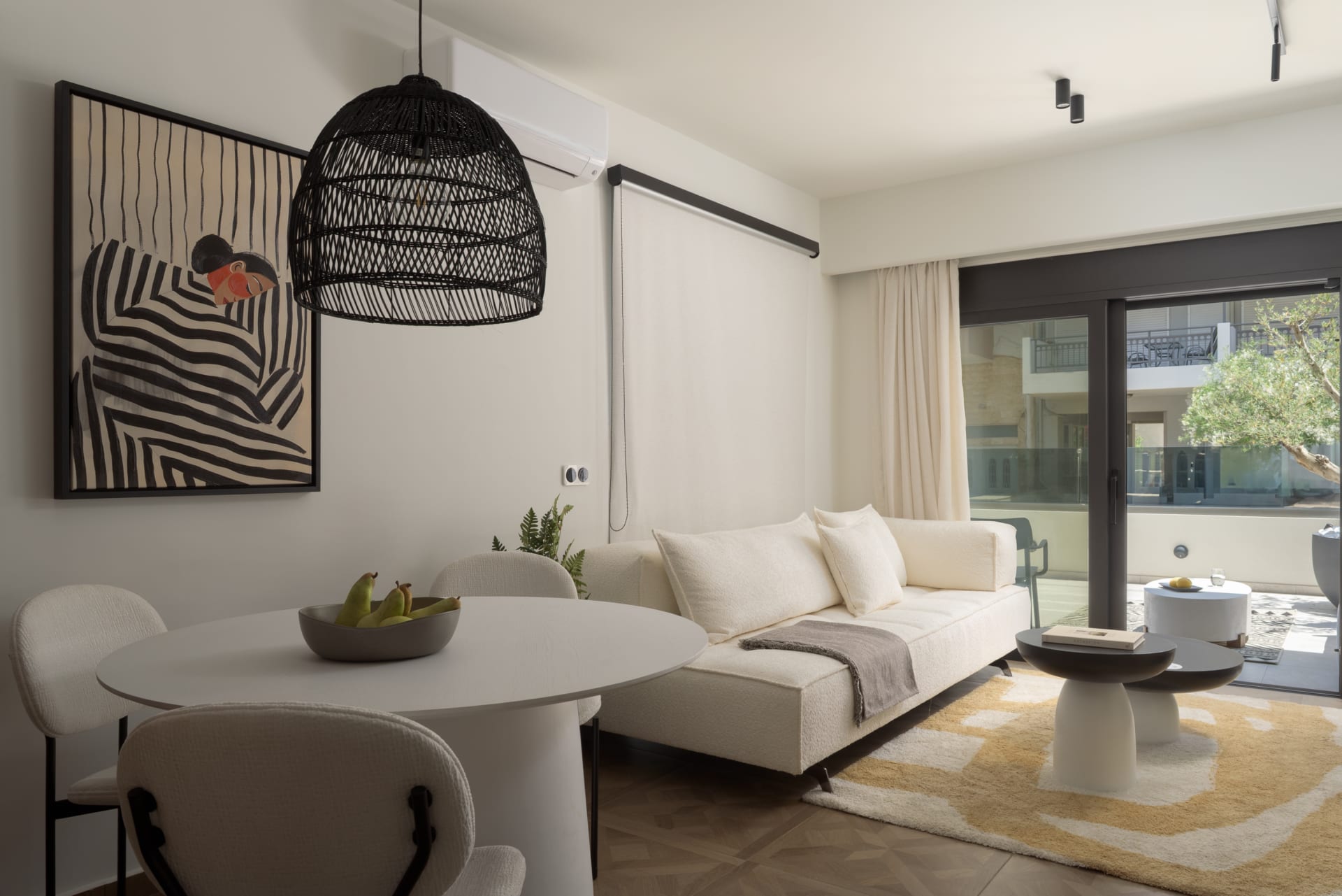 Living area of a suite at Allegro Suites, Rethymno