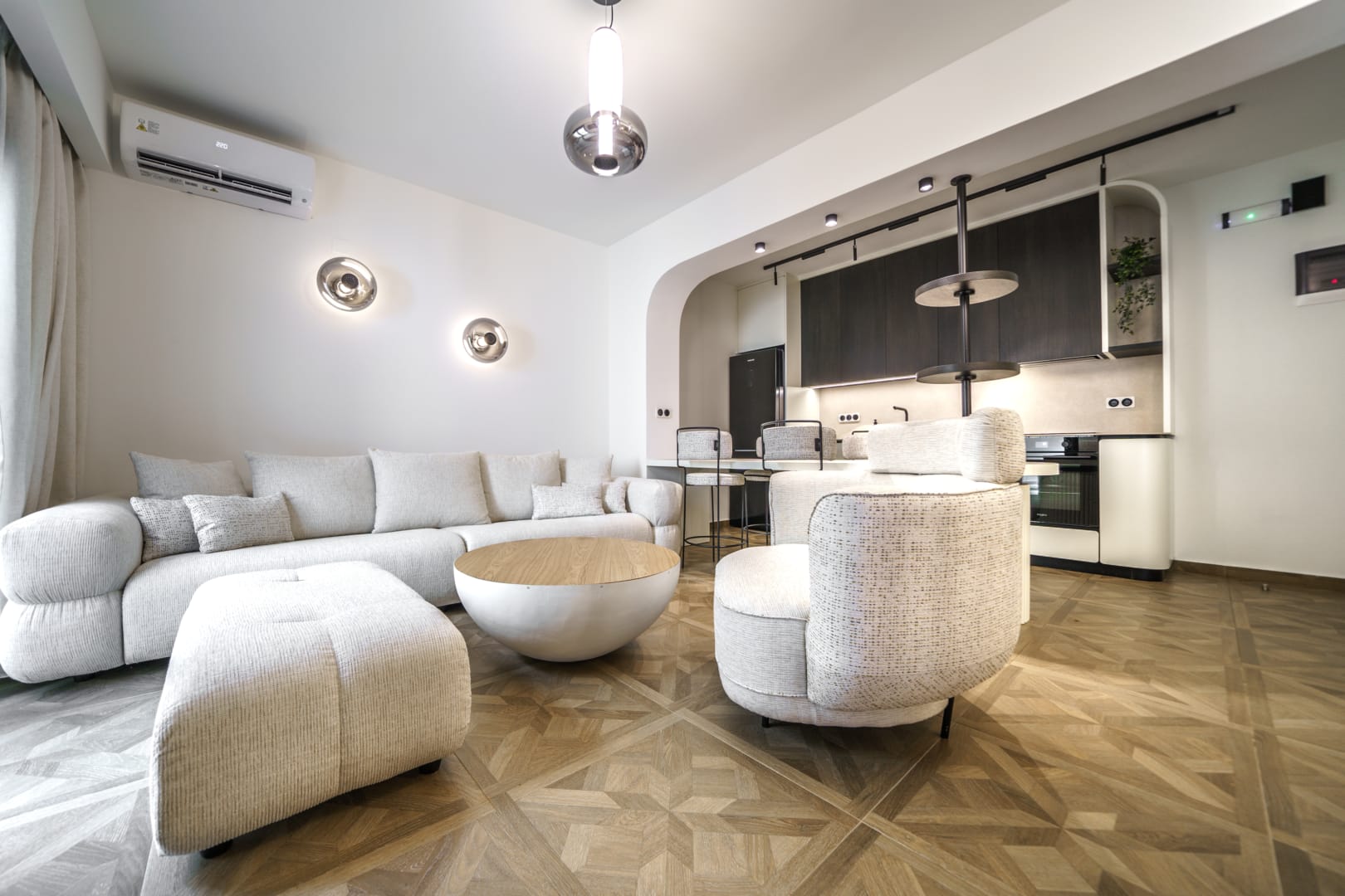 Suite interior with lounge and kitchen